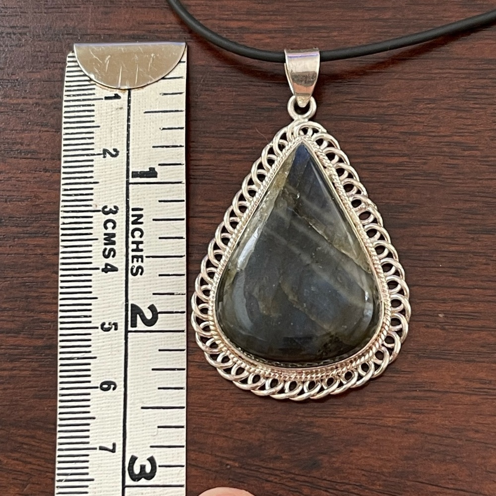 Natural Labradorite Solid Sterling Silver Pendant… - image 4